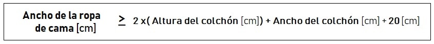 Formula de cálculo del ancho de la ropa de cama para un colchón